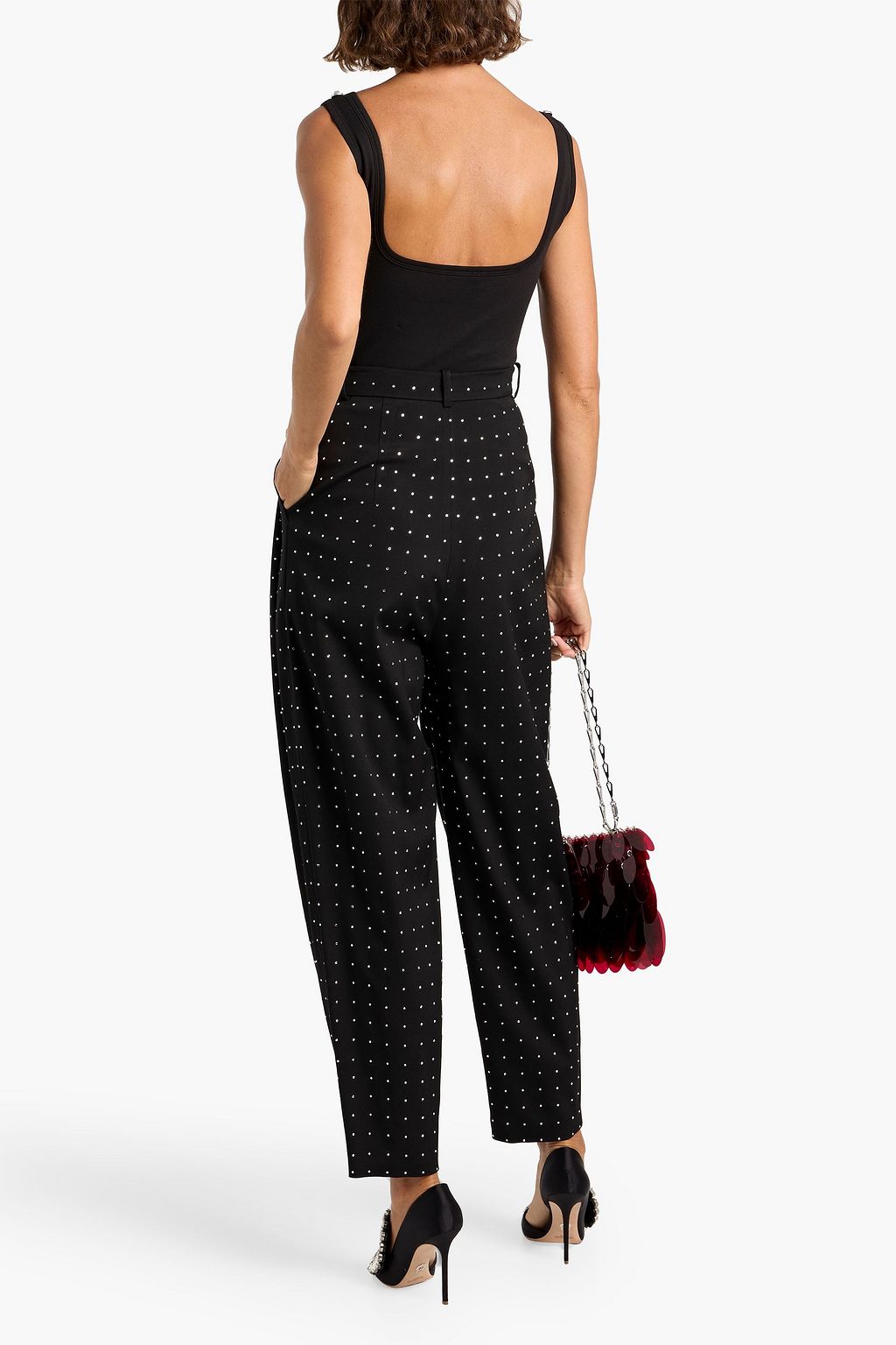 AREA Embellished stretch-cotton jersey tank