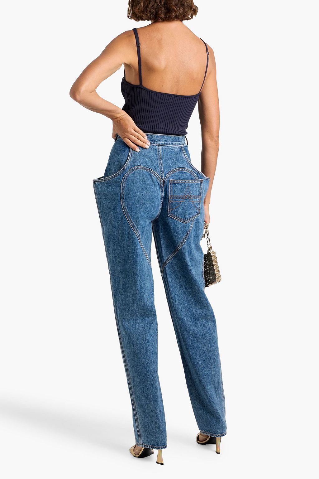 AREA High-rise tapered jeans
