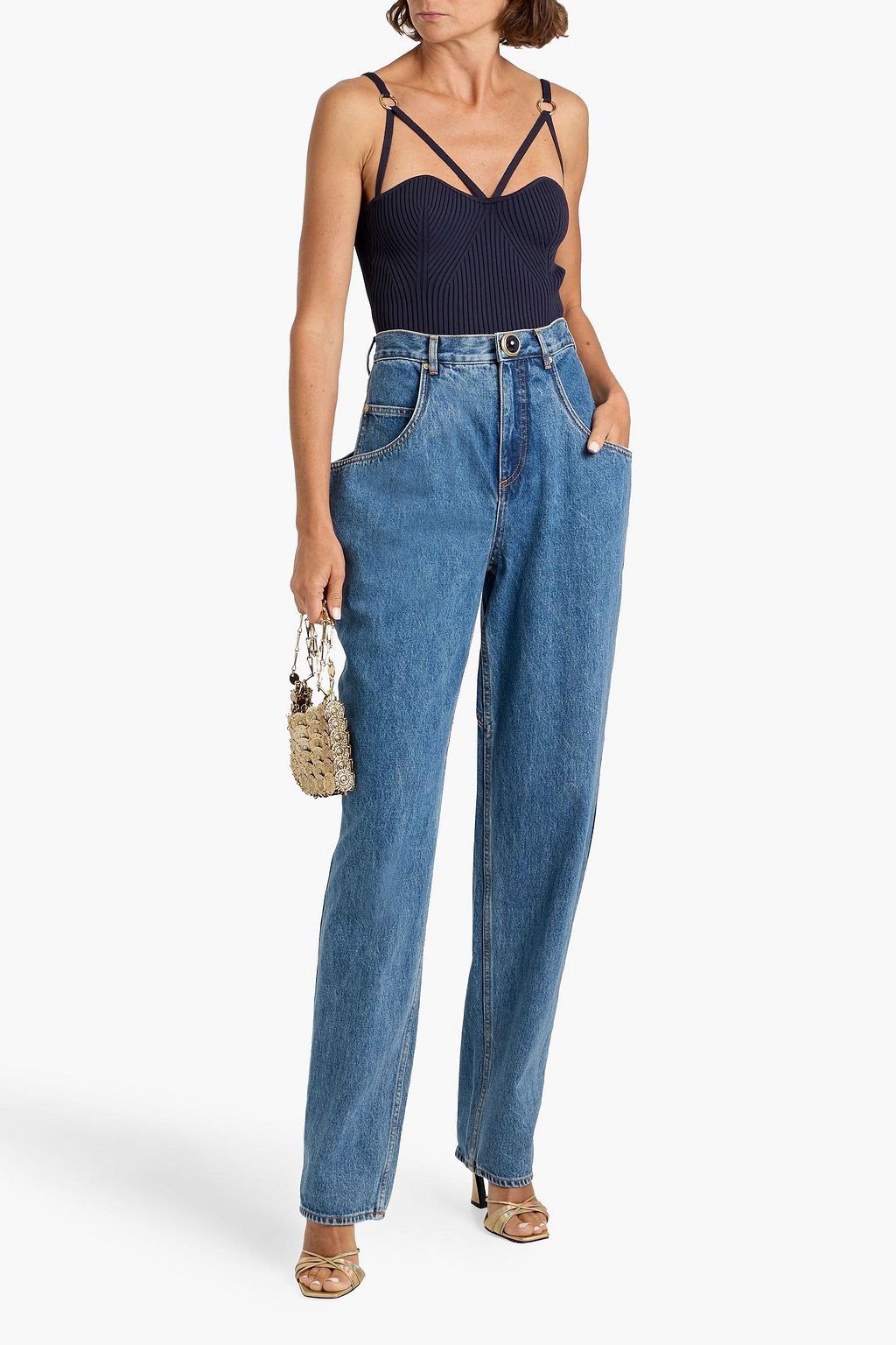 AREA High-rise tapered jeans