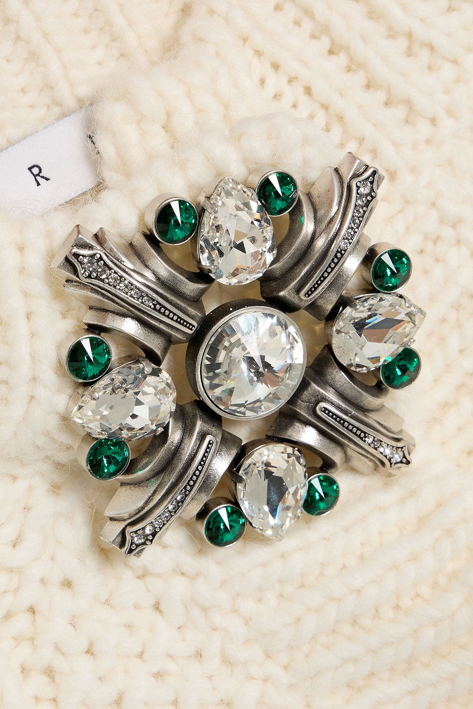 Area Embellished Cable-knit Cardigan In White