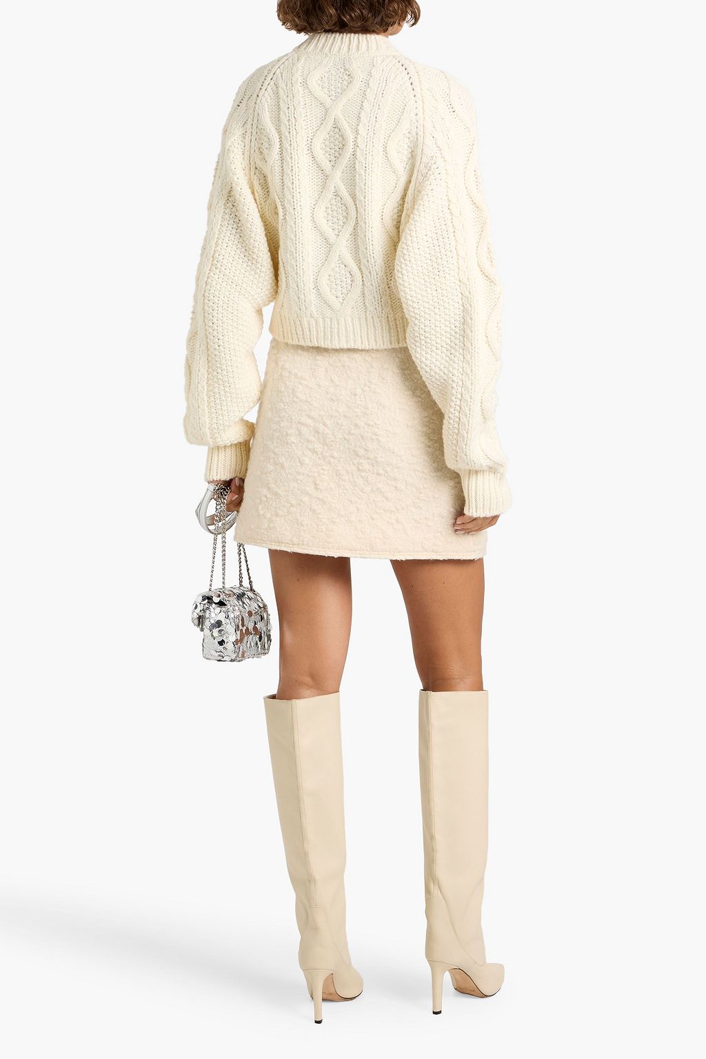 AREA Embellished cable-knit cardigan