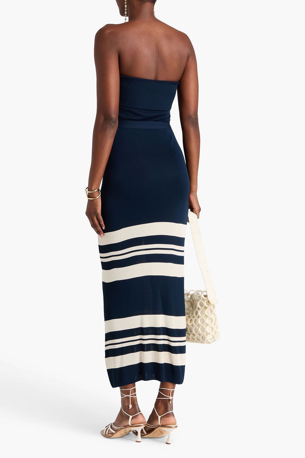 ZIMMERMANN Strapless striped knitted midi dress