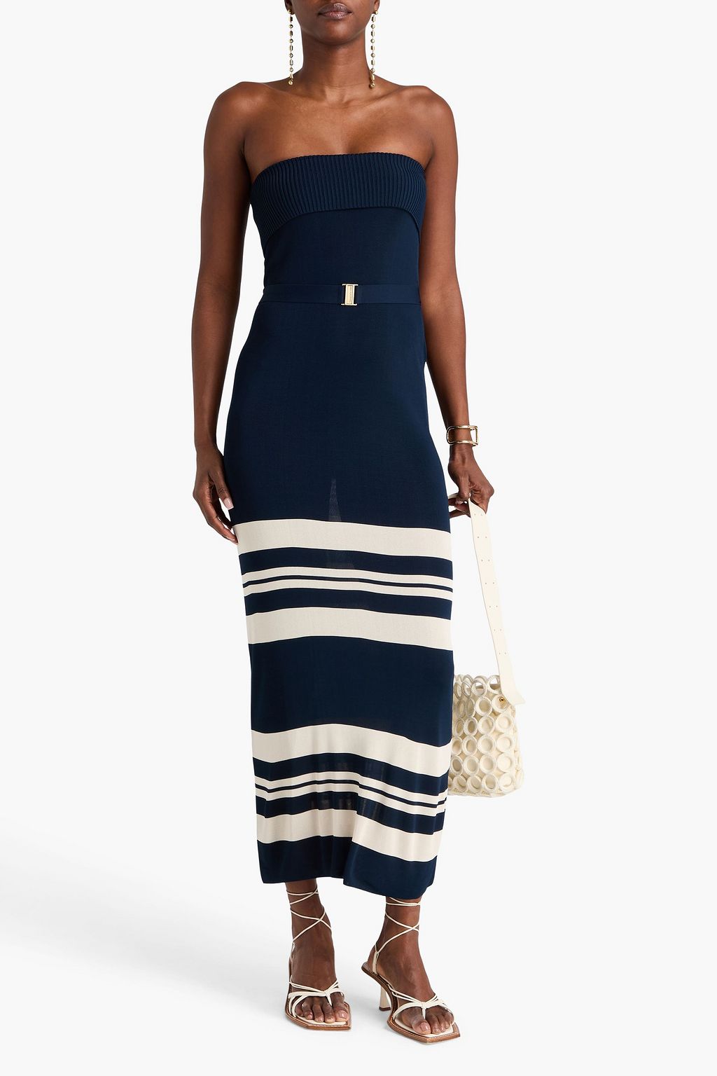 ZIMMERMANN Strapless striped knitted midi dress