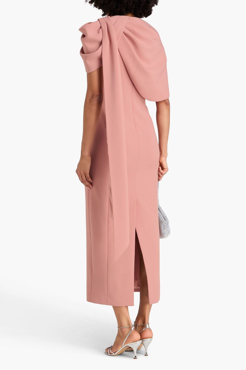 HUISHAN ZHANG Isolde cape-effect crystal-embellished crepe gown