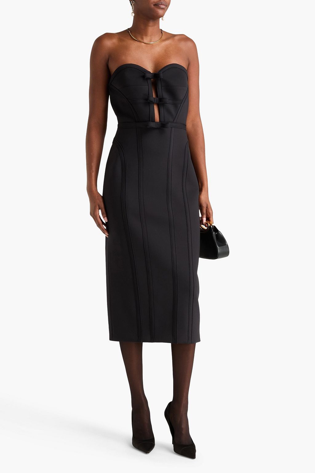 HUISHAN ZHANG London strapless scuba midi dress