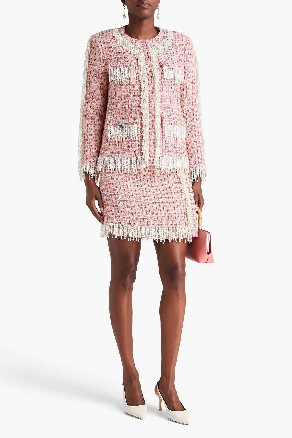 HUISHAN ZHANG Fringed embellished metallic tweed jacket