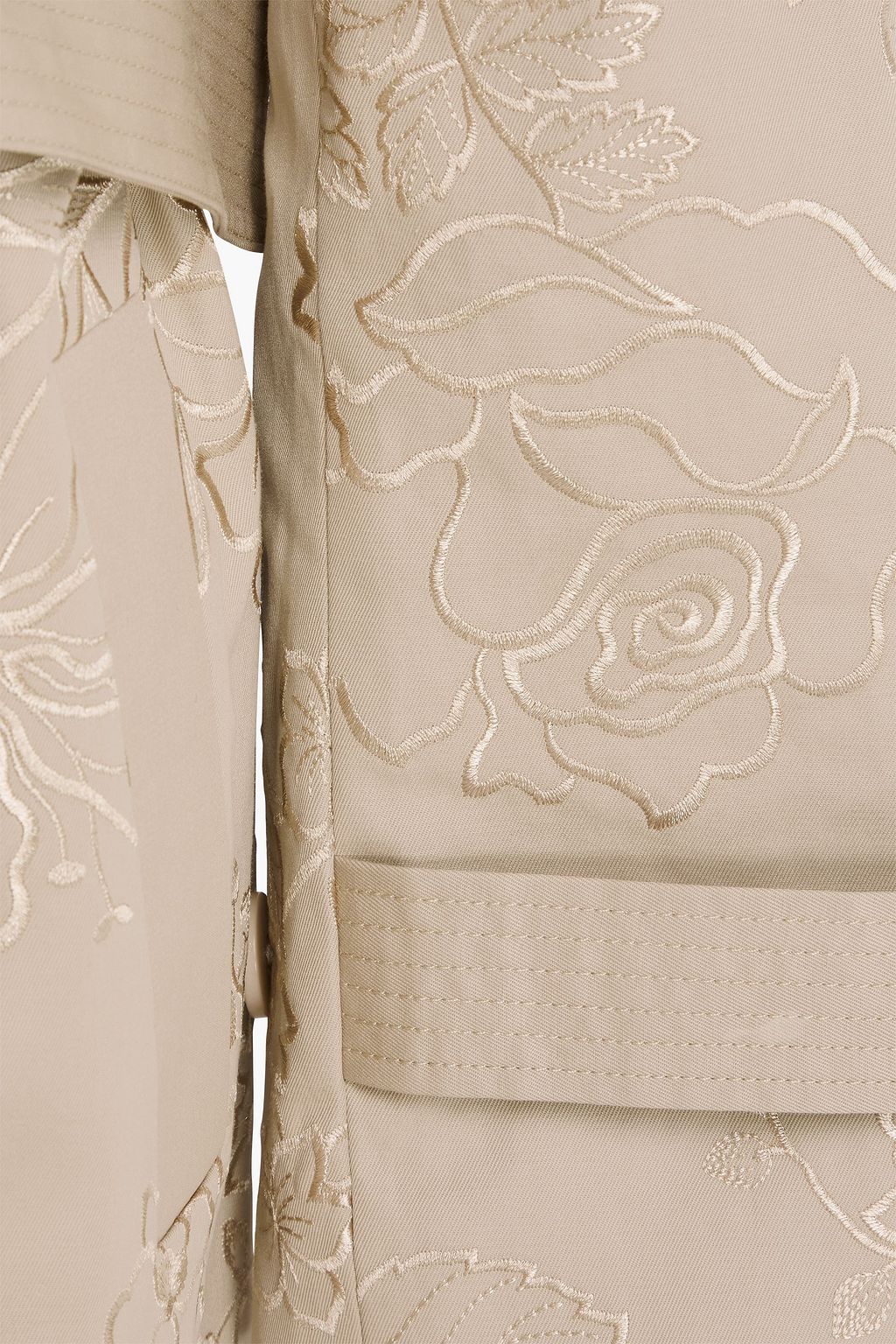 HUISHAN ZHANG Belted embroidered cotton-twill trench coat