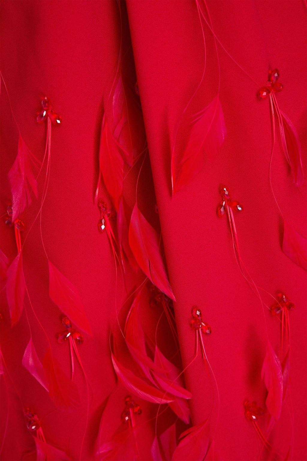 HUISHAN ZHANG Aspen feather-embellished crepe maxi dress