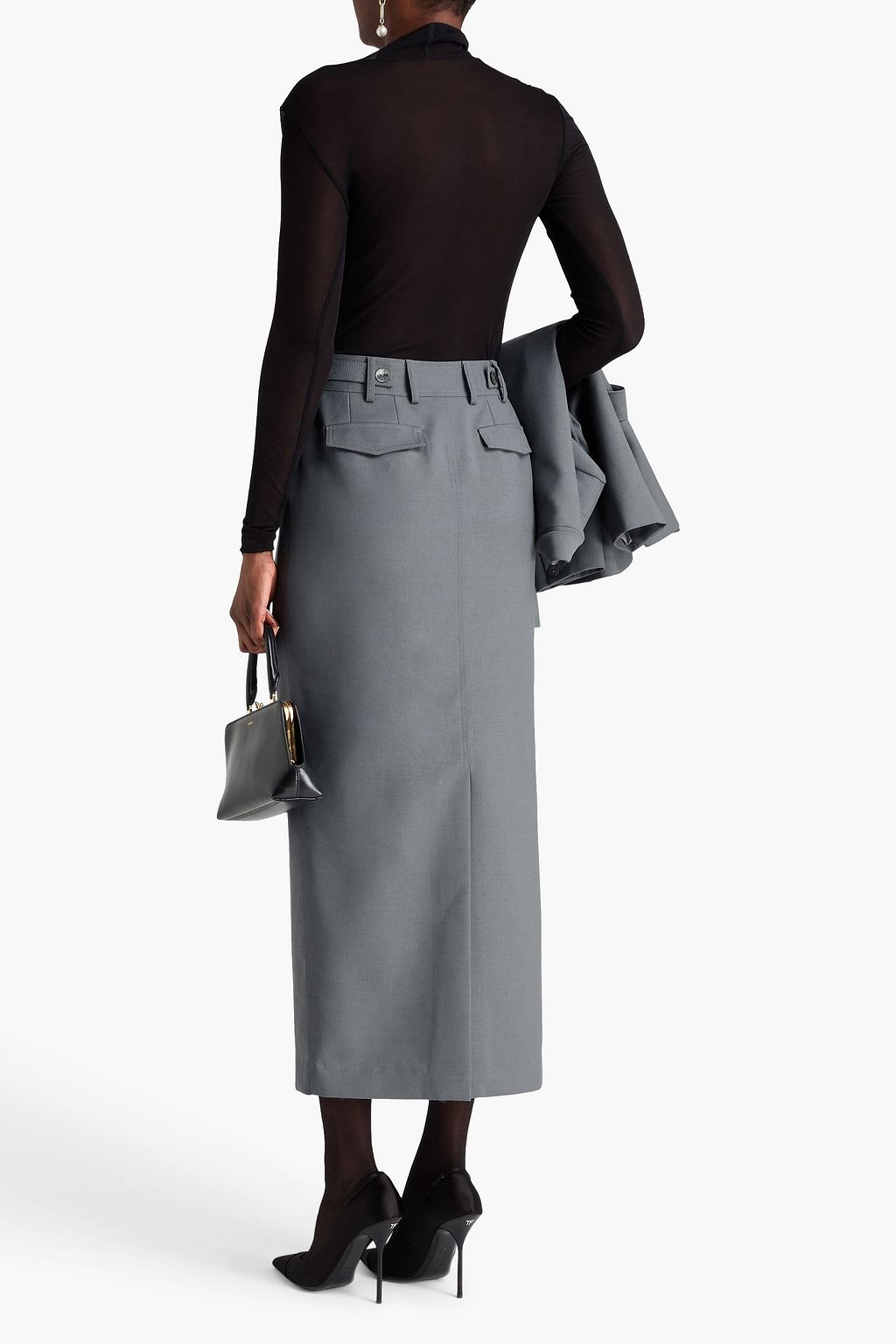 HUISHAN ZHANG Guinevere wool-twill midi skirt