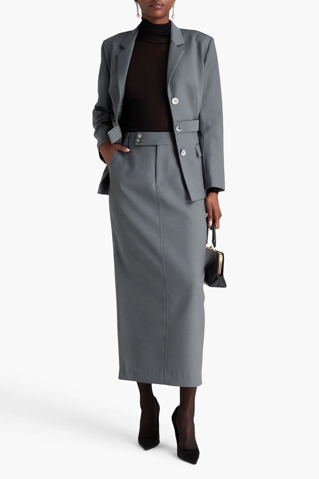 HUISHAN ZHANG Guinevere wool-twill midi skirt