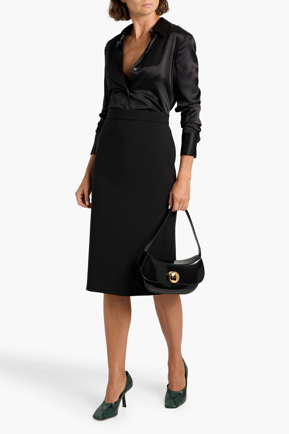 Max Mara Lubiana Crepe Pencil Skirt In Black