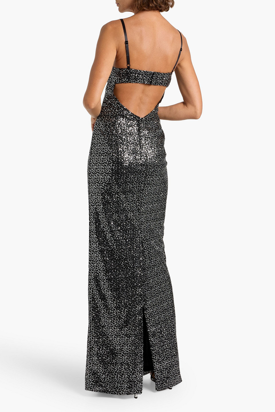 Dolce & Gabbana Cutout Sequined Tulle Gown In Black