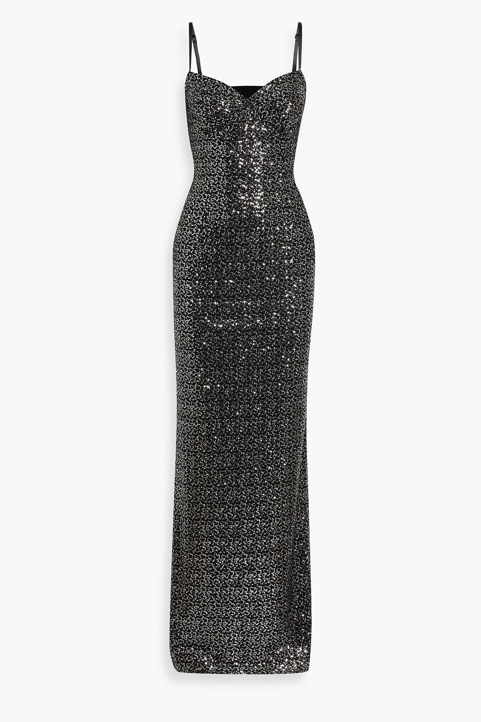 Dolce & Gabbana Cutout Sequined Tulle Gown In Black