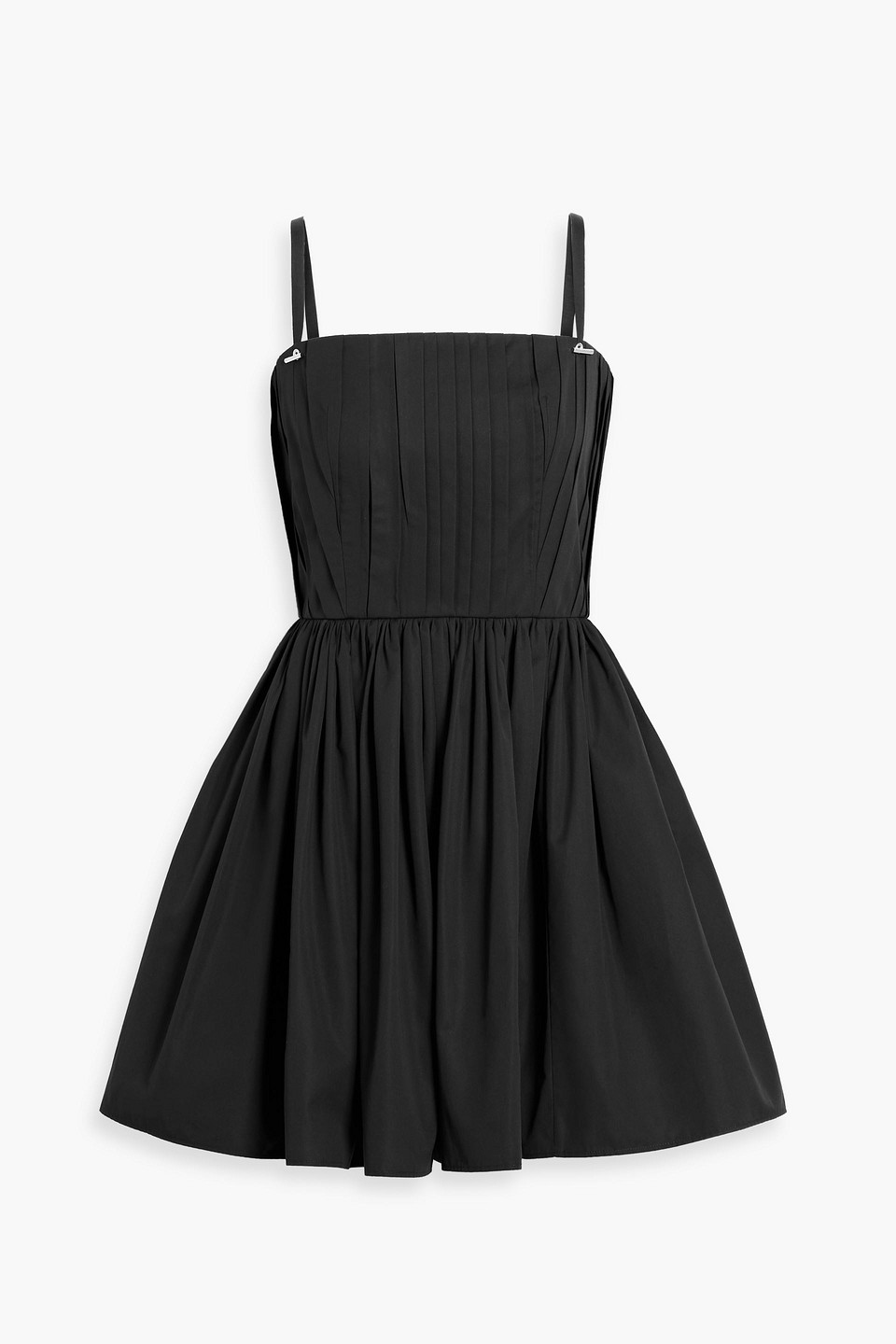 Alexander Mcqueen Pleated Cotton-poplin Mini Dress In Black