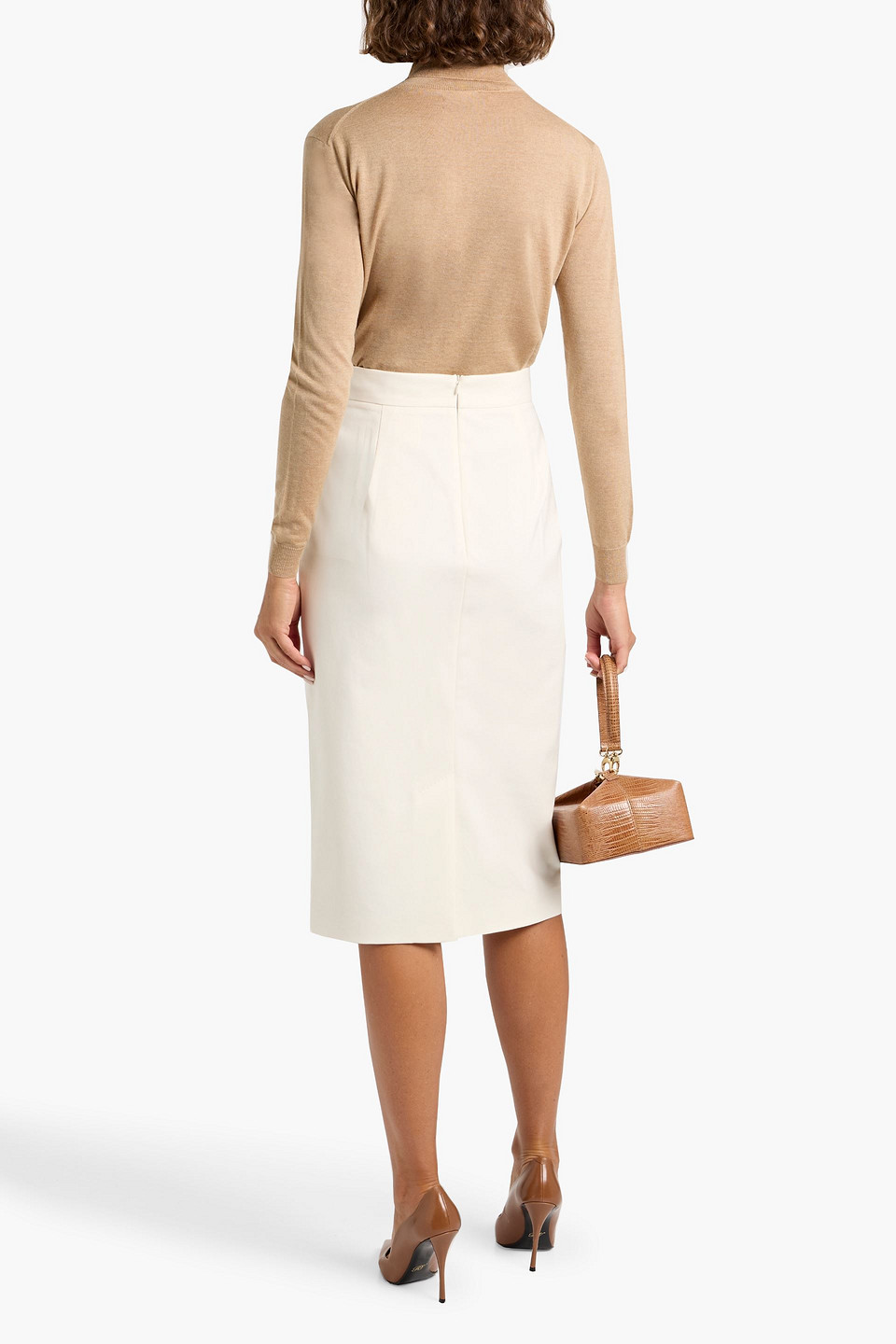 Max Mara Eden Cotton-blend Pencil Skirt In Neutral