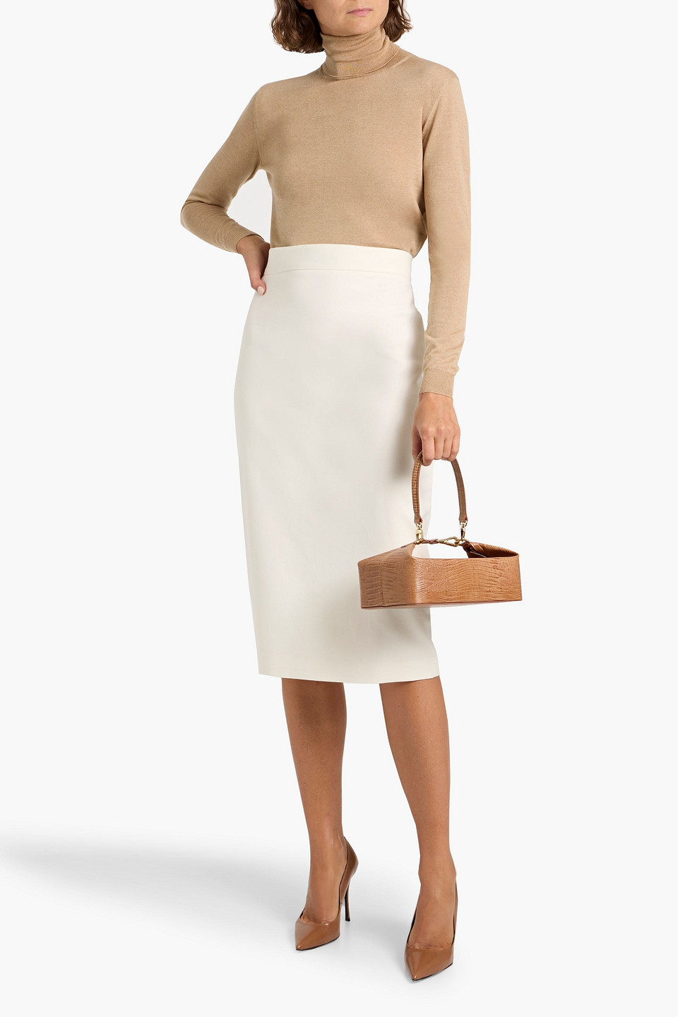 Max Mara Eden Cotton-blend Pencil Skirt In Neutral