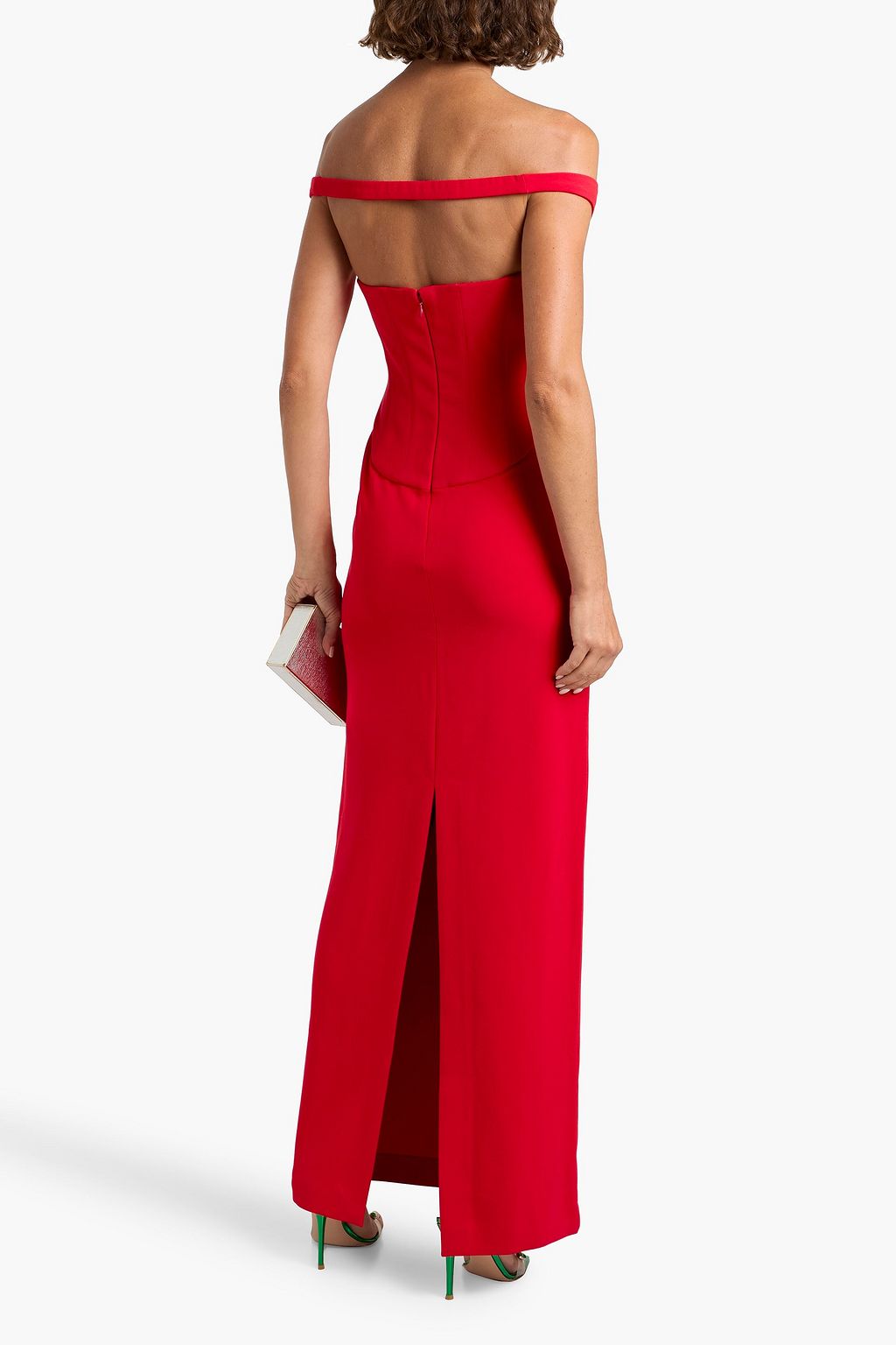 SOLACE LONDON Serina off-the-shoulder crepe maxi dress