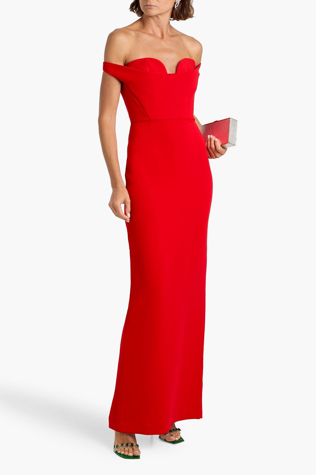 SOLACE LONDON Serina off-the-shoulder crepe maxi dress