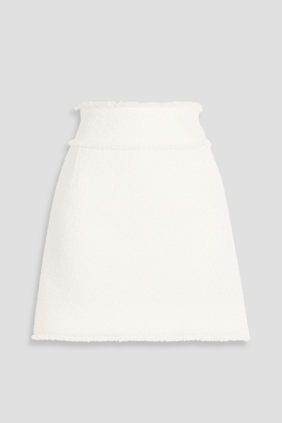 Dolce & Gabbana Frayed Wool-blend Tweed Mini Skirt In Brown