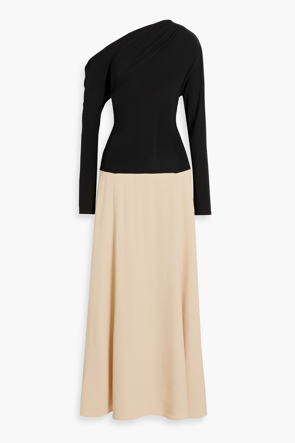Esse Studios Dasha Duo One-shoulder Cutout Stretch-knit And Gauze Maxi Dress In Neutral