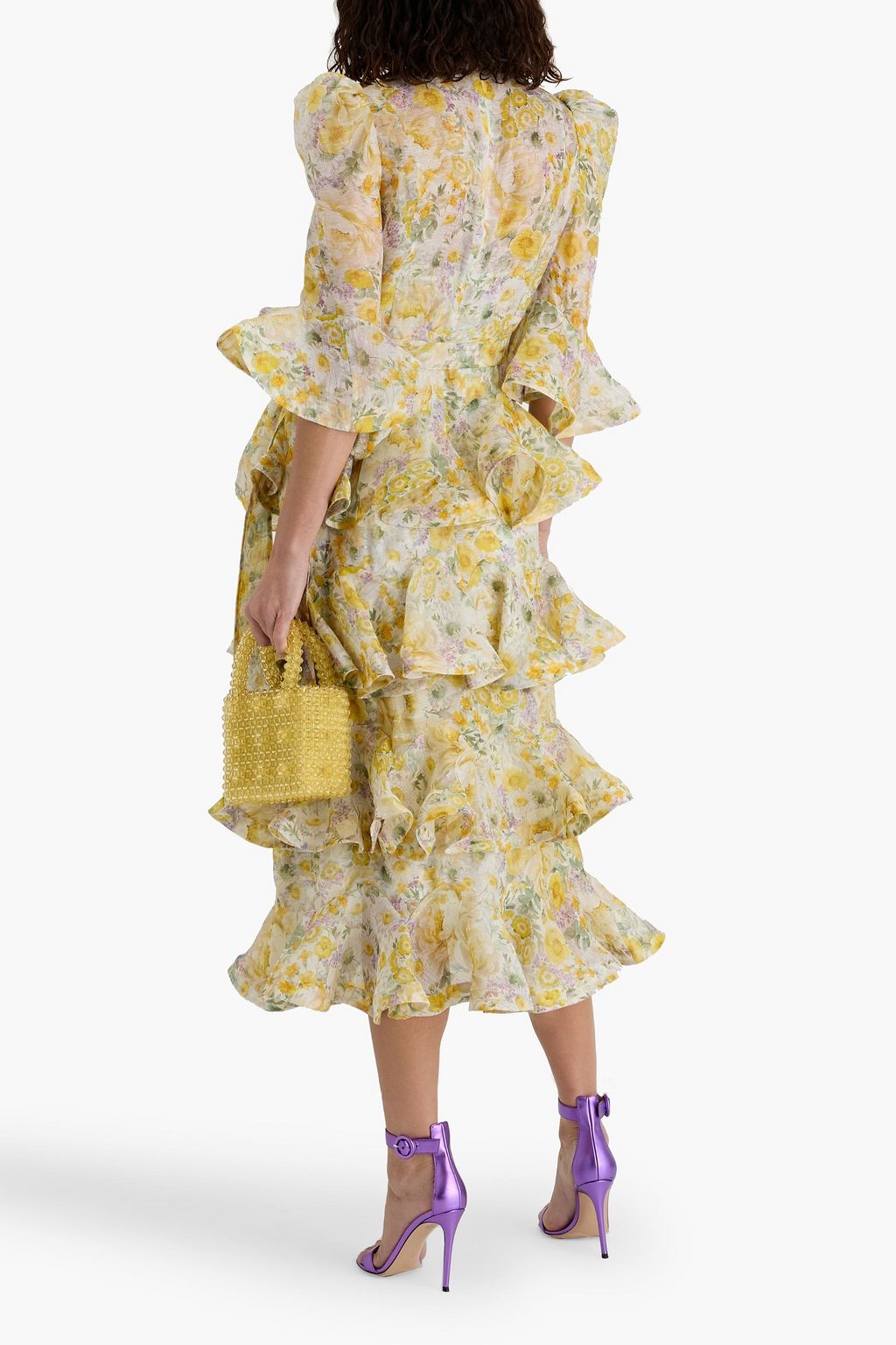 ZIMMERMANN Ruffled floral-print linen and silk-blend gauze midi dress