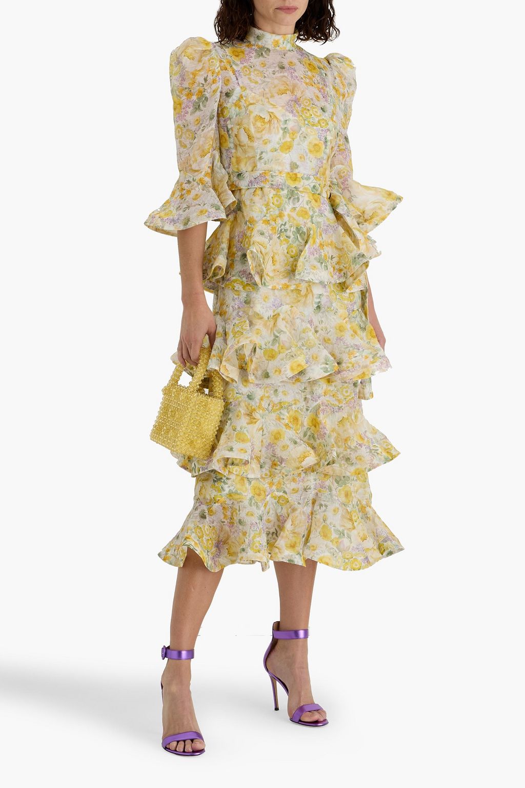 ZIMMERMANN Ruffled floral-print linen and silk-blend gauze midi dress