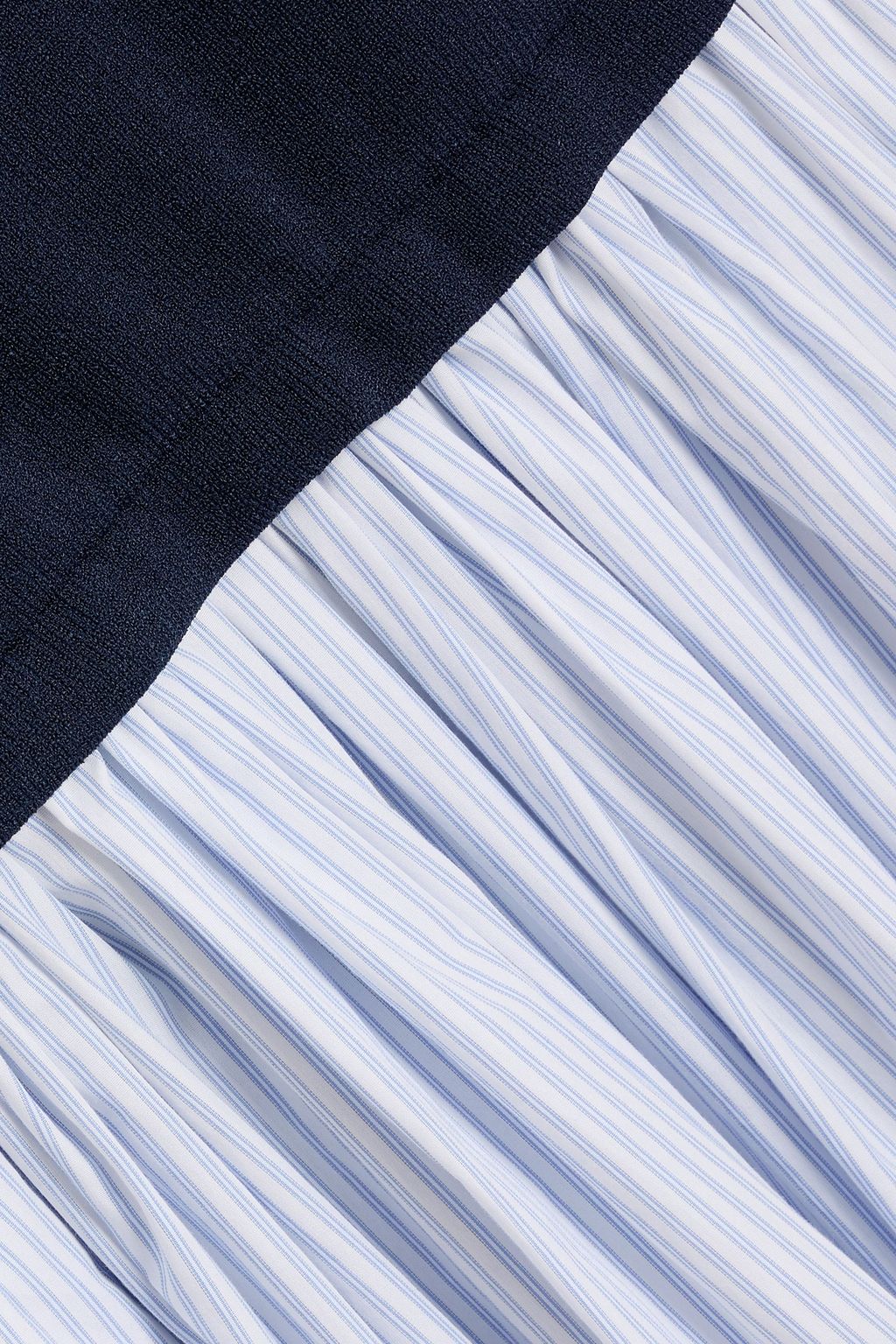 SIMKHAI Patton striped cotton-poplin and ribbed- knit midi dress