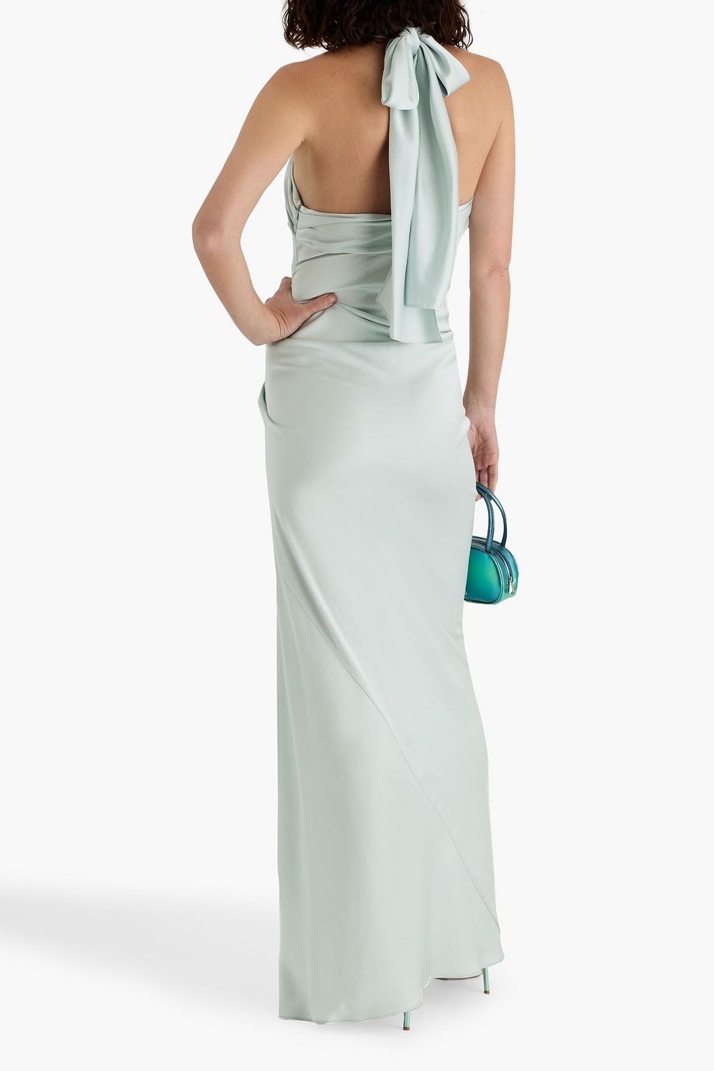 SIMKHAI Sarabella draped satin-crepe halterneck maxi dress