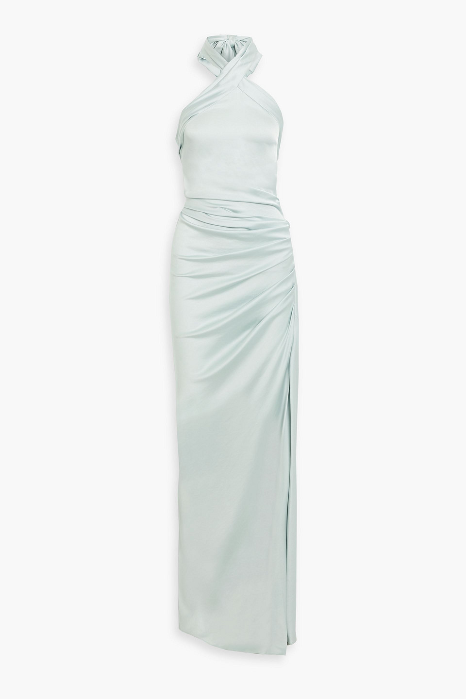 Simkhai Sarabella Draped Satin-crepe Halterneck Maxi Dress In White