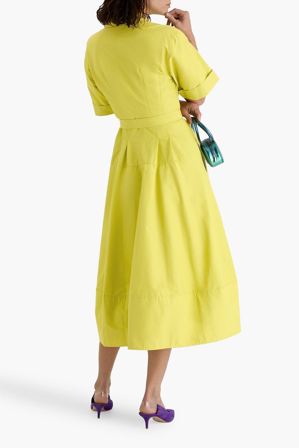 SIMKHAI Deanna cotton-blend taffeta midi shirt dress