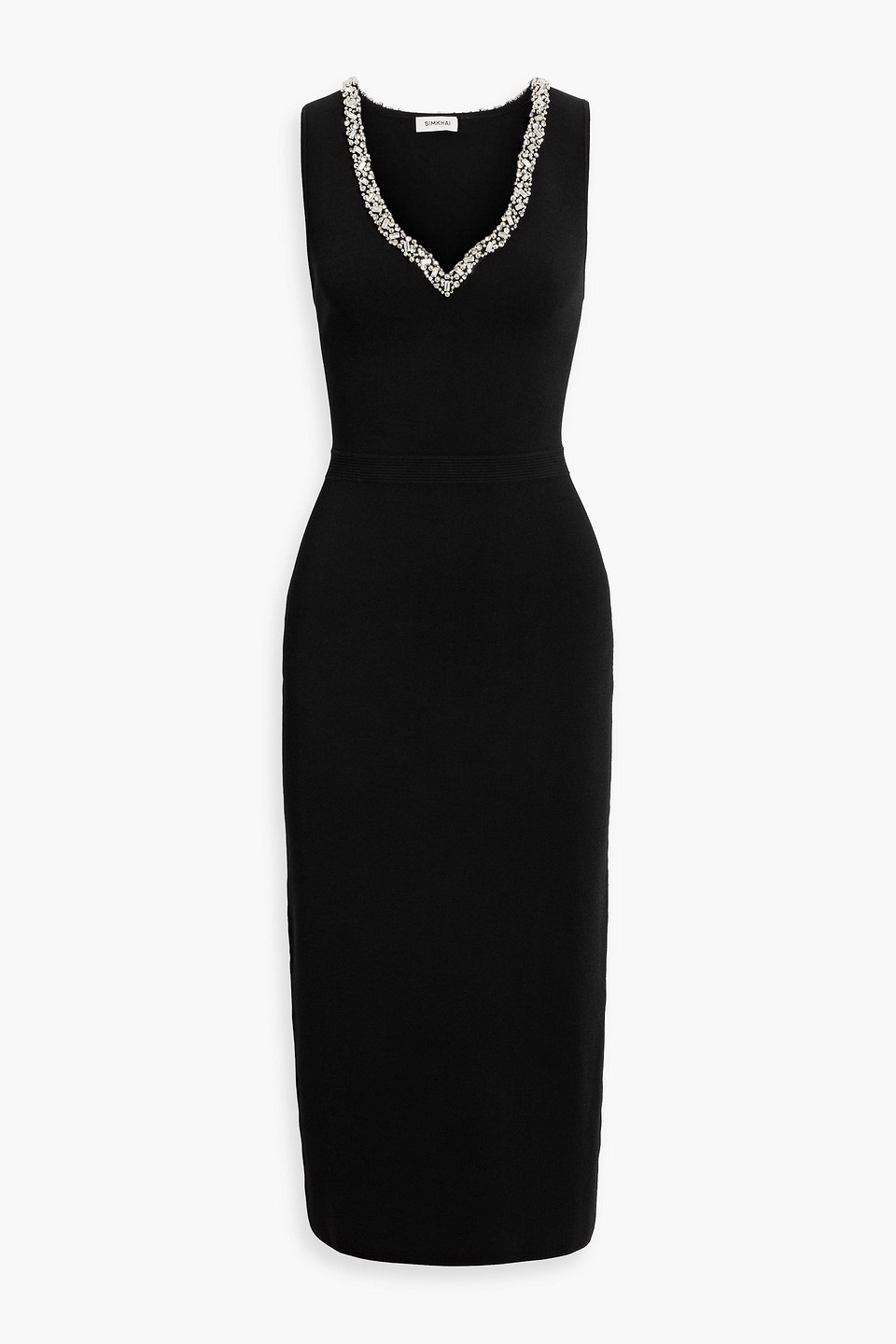 Simkhai Khari Crystal-embellished Stretch-knit Midi Dress In Black