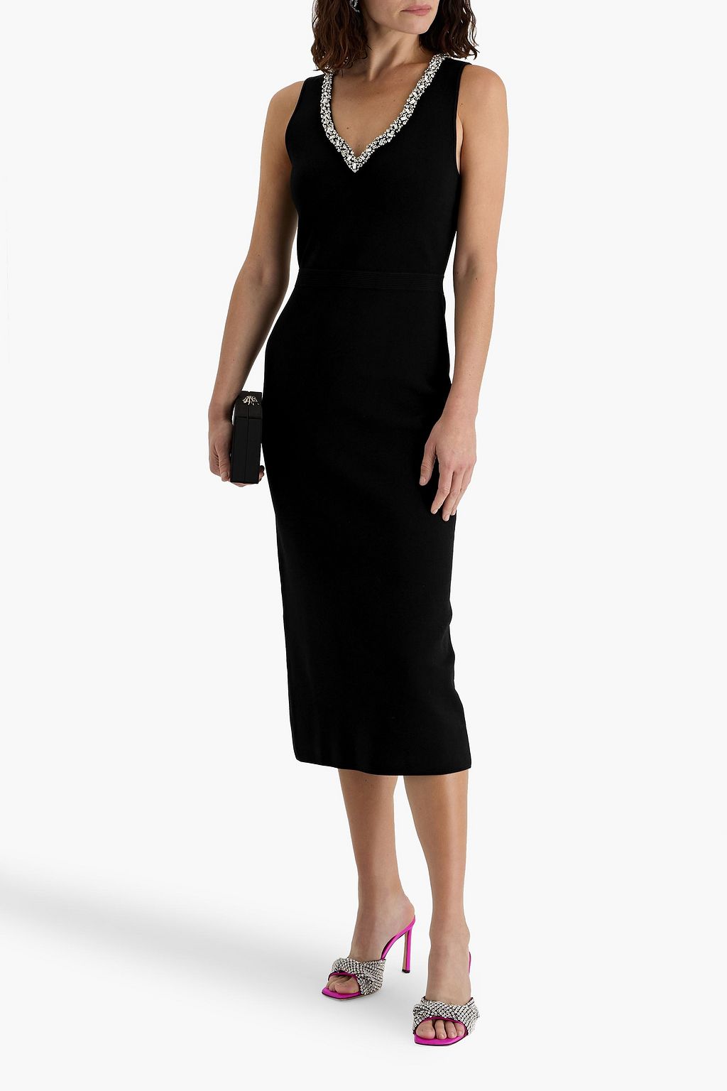 SIMKHAI Khari crystal-embellished stretch-knit midi dress