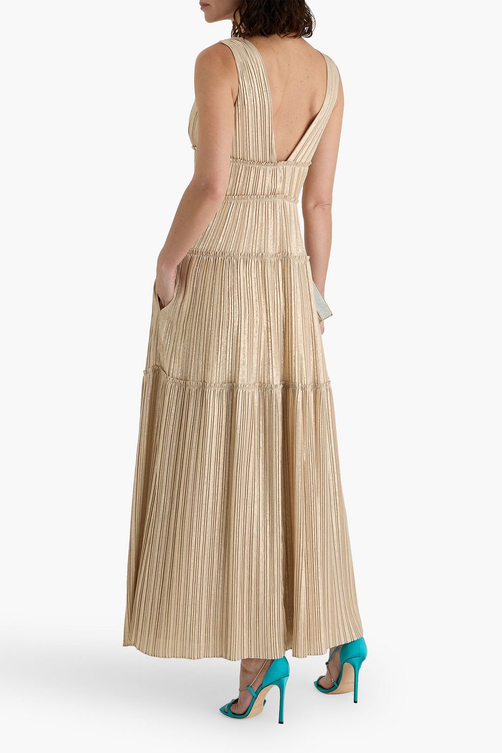 SIMKHAI Vallen pleated lamé gown