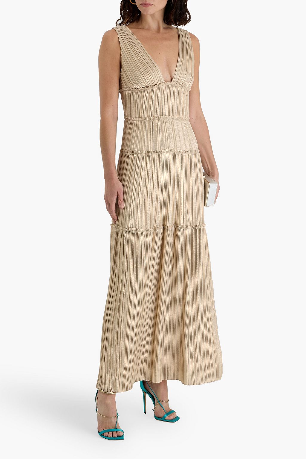 SIMKHAI Vallen pleated lamé gown