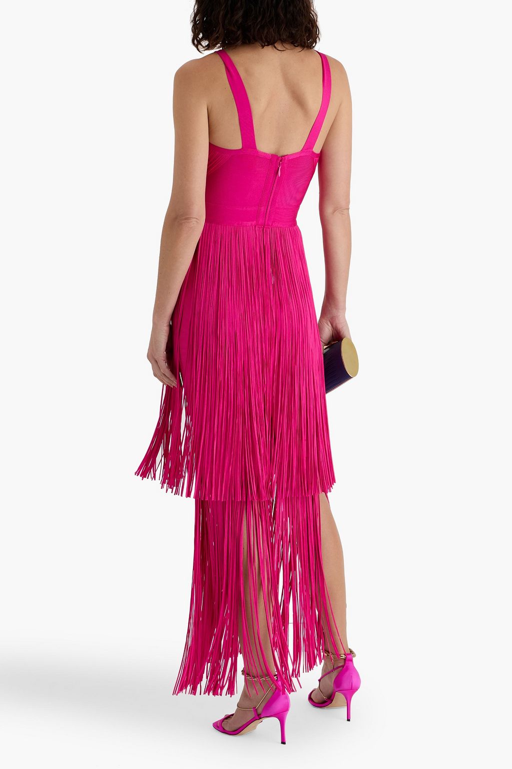 HERVÉ LÉGER Margaret fringed bandage gown