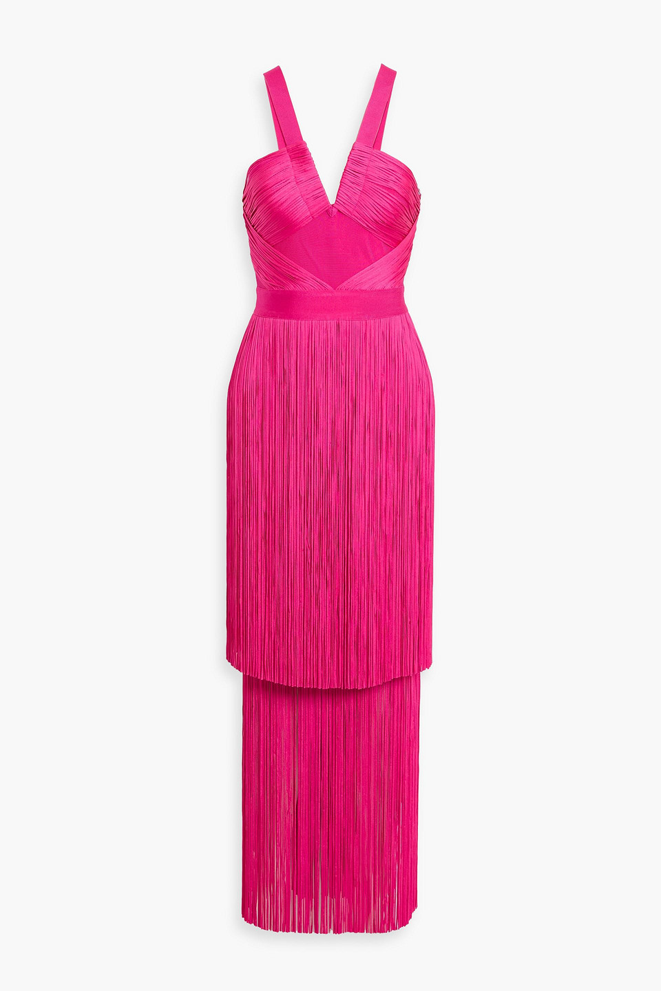 Hervã© Lã©ger Margaret Fringed Bandage Gown In Pink