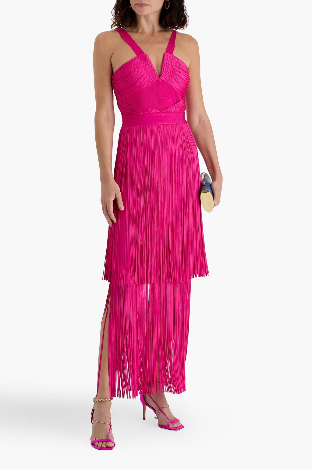 HERVÉ LÉGER Margaret fringed bandage gown