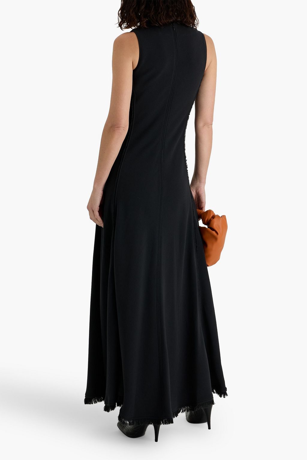 SIMKHAI Lowri frayed piqué maxi dress