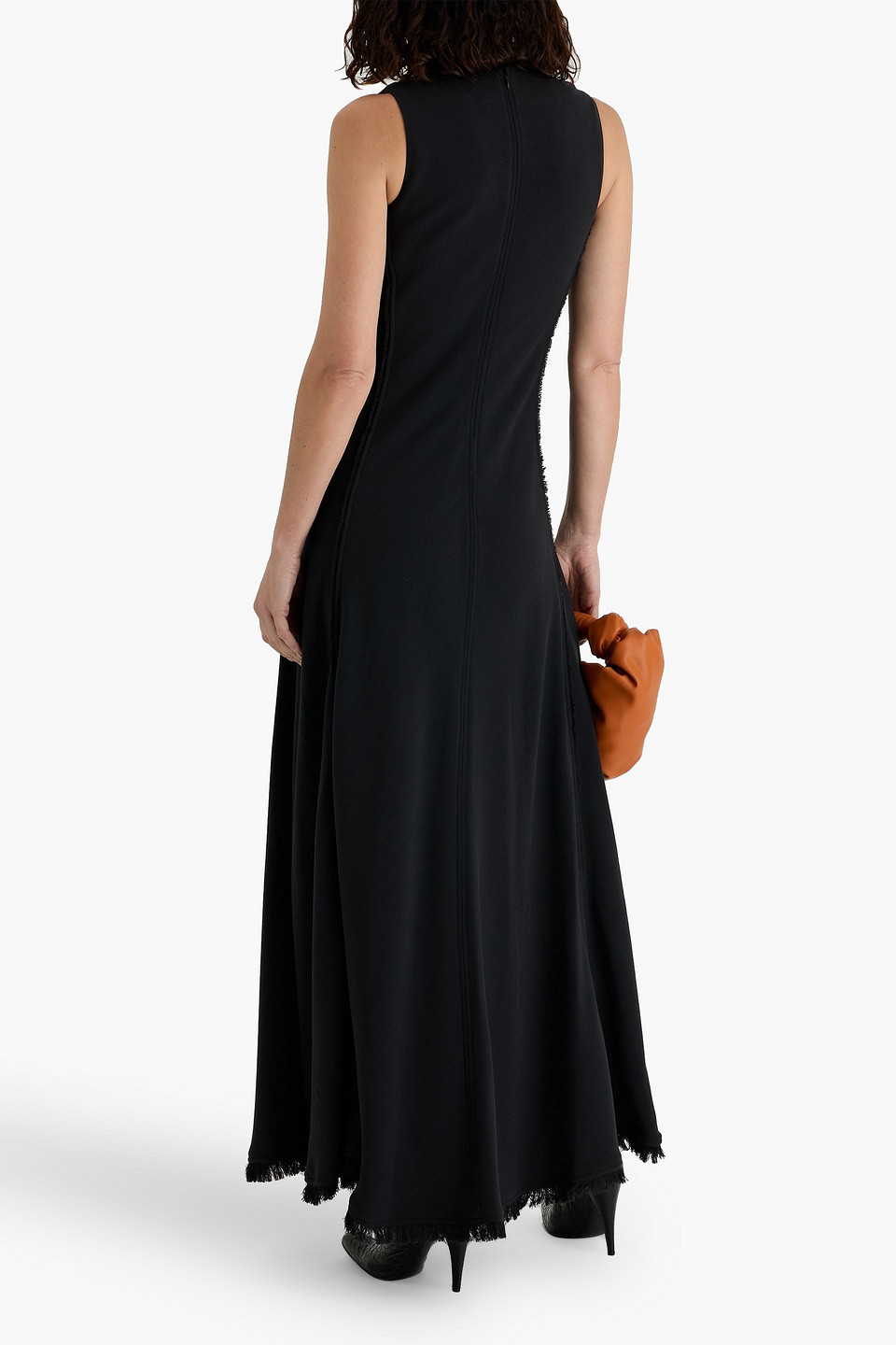 Simkhai Lowri Frayed Piqué Maxi Dress In Black