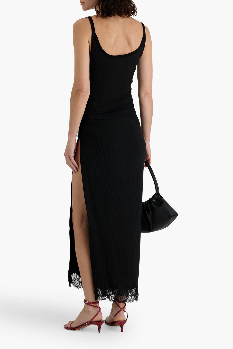 Simkhai Yulia Lace-trimmed Stretch-tencel™ Jersey Maxi Dress In Black