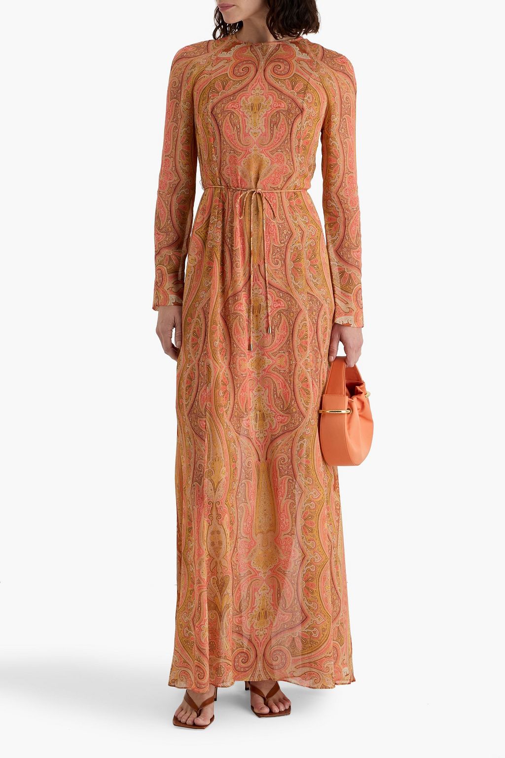 ZIMMERMANN فستان طويل من الشيفون مزين بطبعة بيزلي