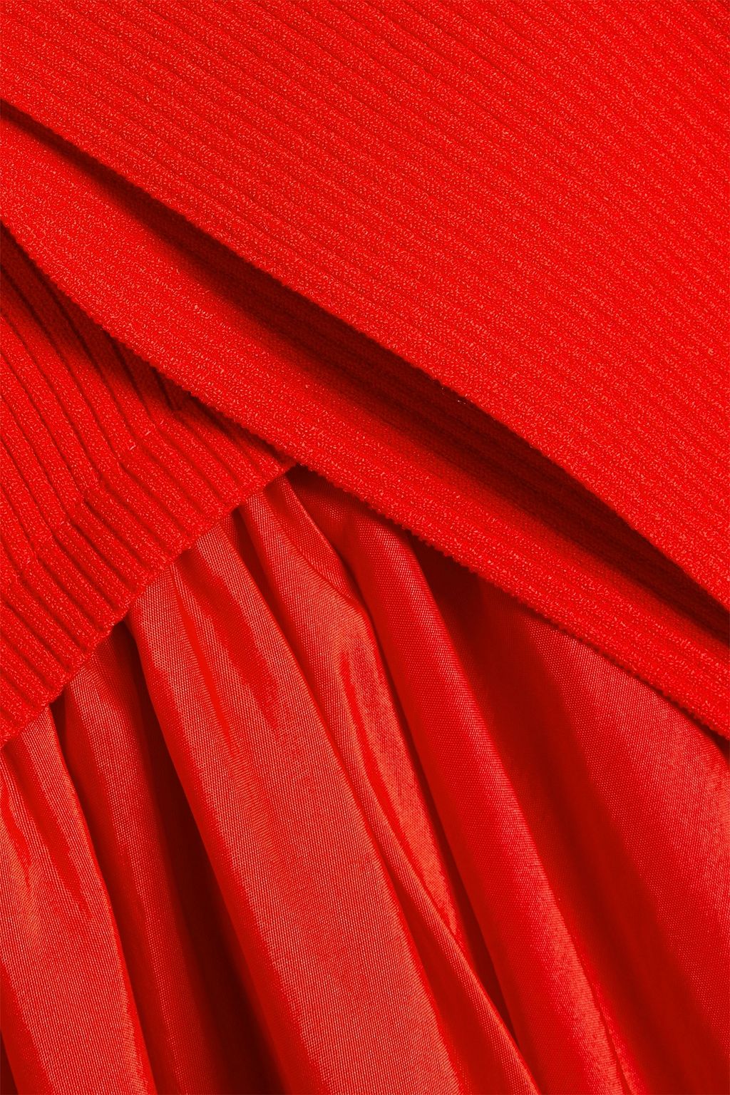 SIMKHAI Kenlie ribbed knit-paneled taffeta midi dress