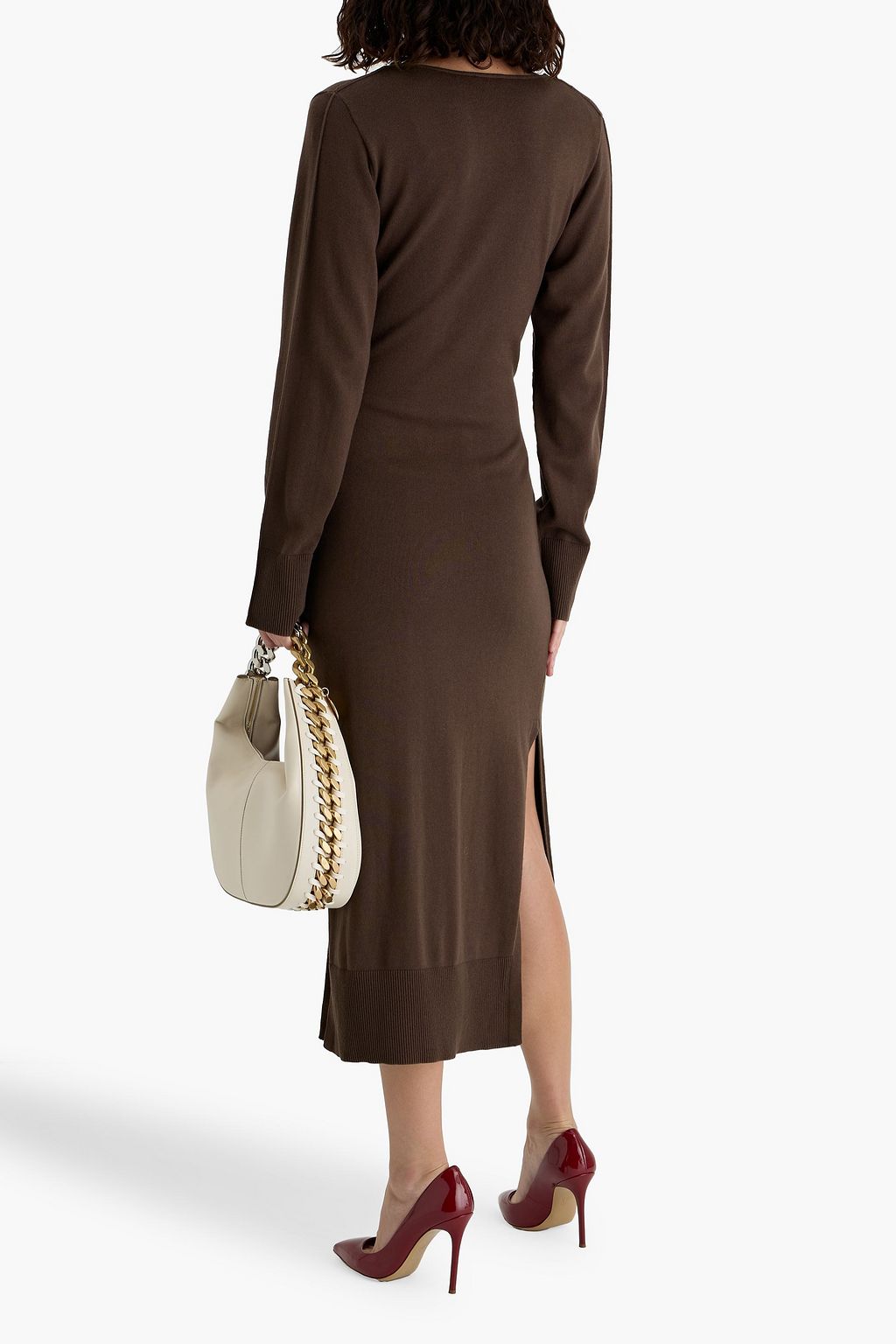 SIMKHAI Skyla wrap-effect cotton and cashmere-blend midi dress