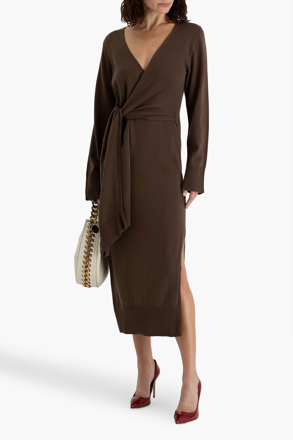 SIMKHAI Skyla wrap-effect cotton and cashmere-blend midi dress