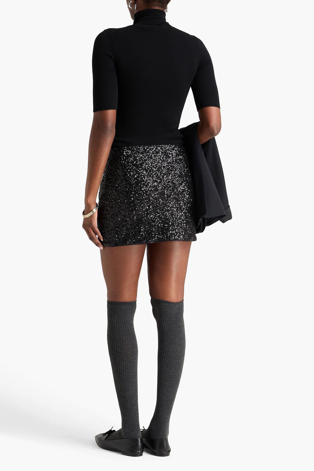 FRAME Sequined tulle mini skirt