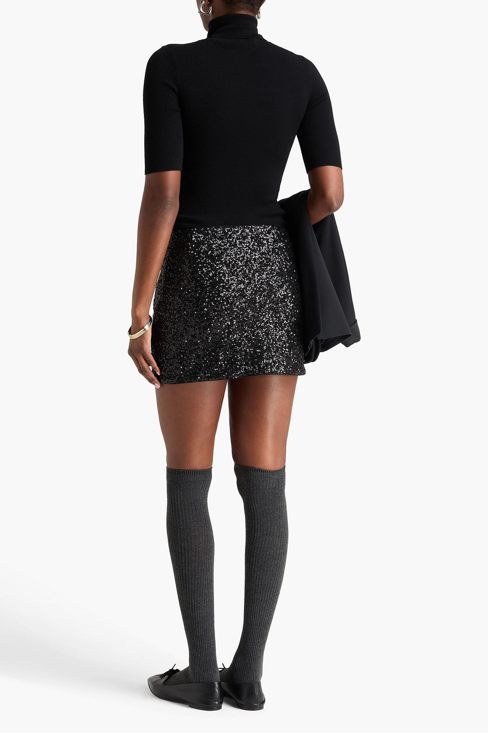  Frame - Sequined Tulle Mini Skirt - Black - Us 8 