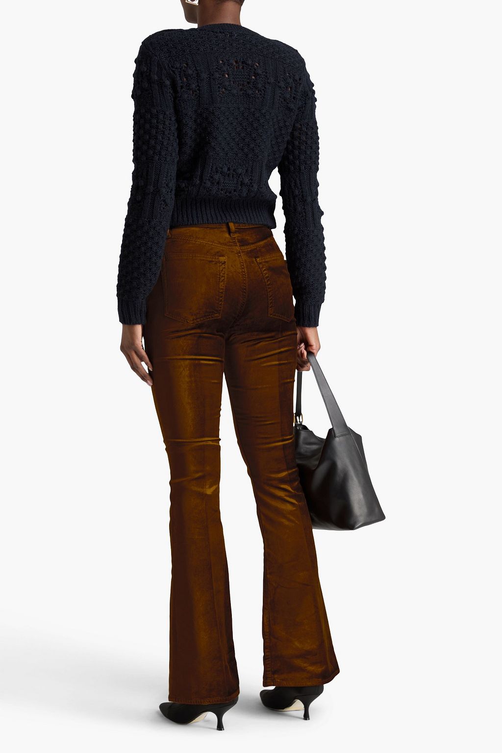 FRAME Le High Flare cotton-blend velvet flared pants