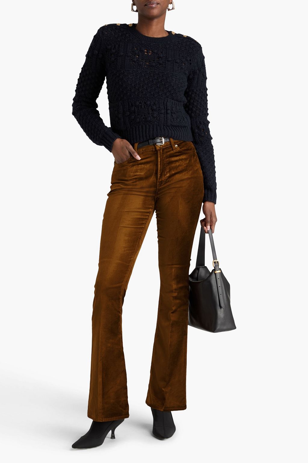 FRAME Le High Flare cotton-blend velvet flared pants