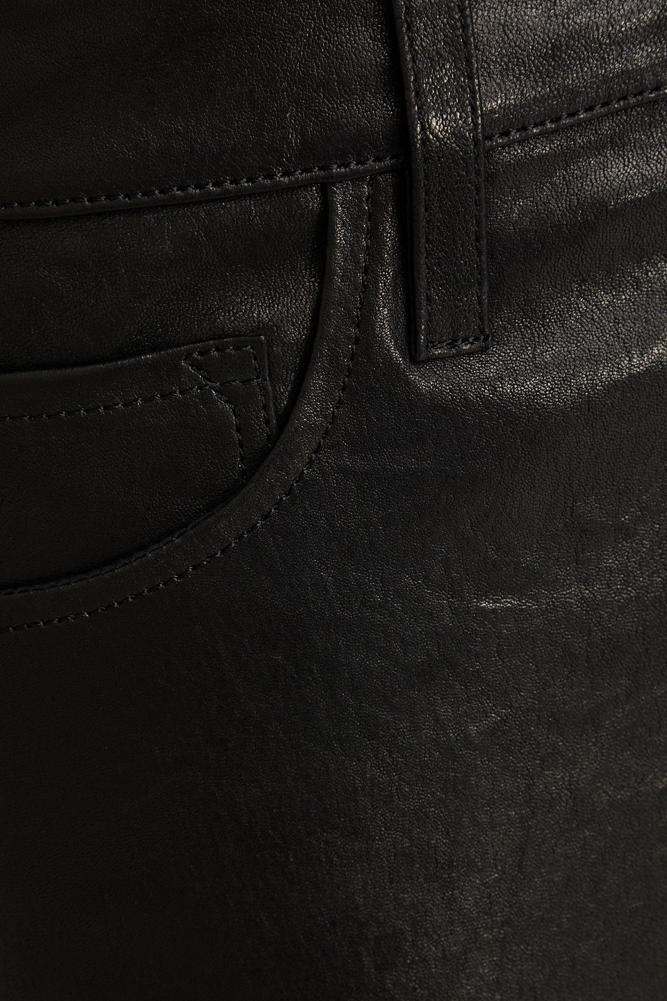 Frame Le Crop Mini Boot Leather Bootcut Pants In Black