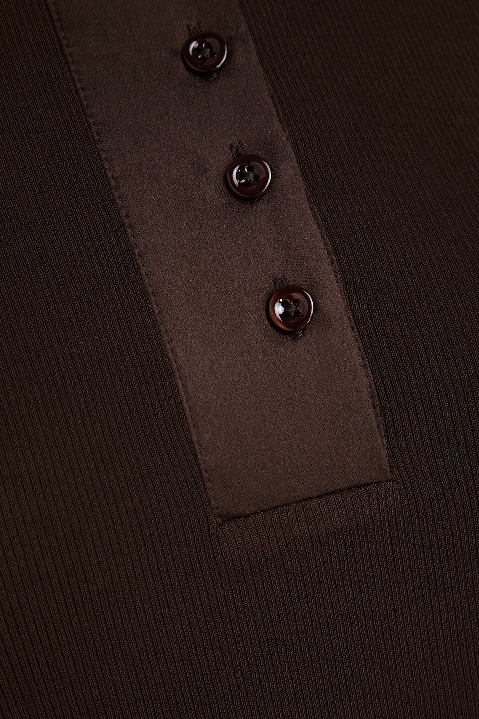 Frame Satin-trimmed Ribbed Modal-blend Jersey Top In Brown